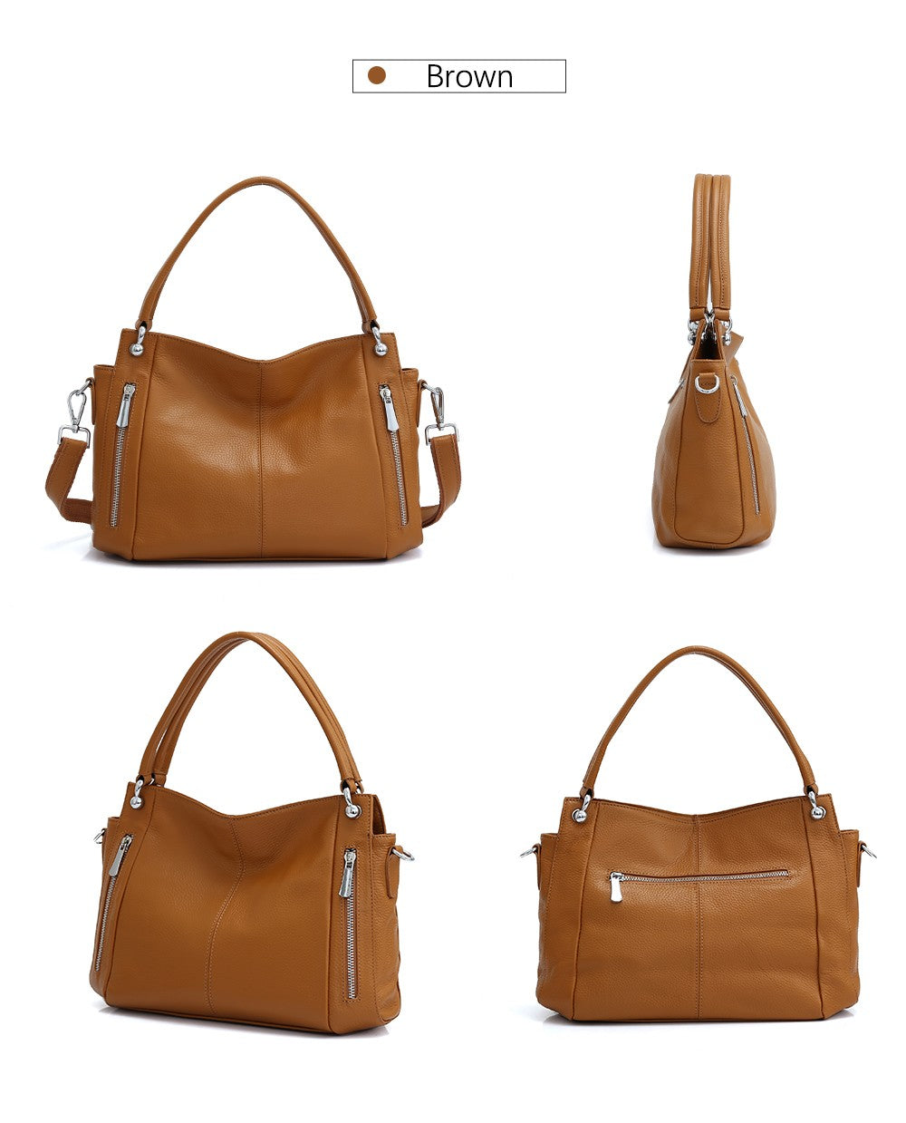 Zency 100% bolsa de couro genuíno feminino clássico simples vintage shopper to