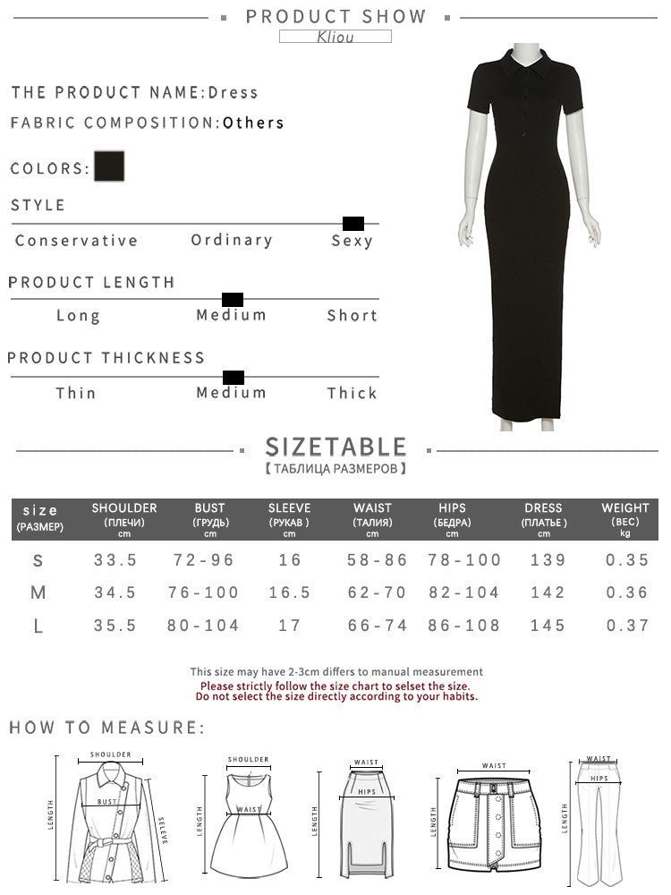 Kliou elegante senhora do escritório maxi vestido feminino sólido moda turn-do