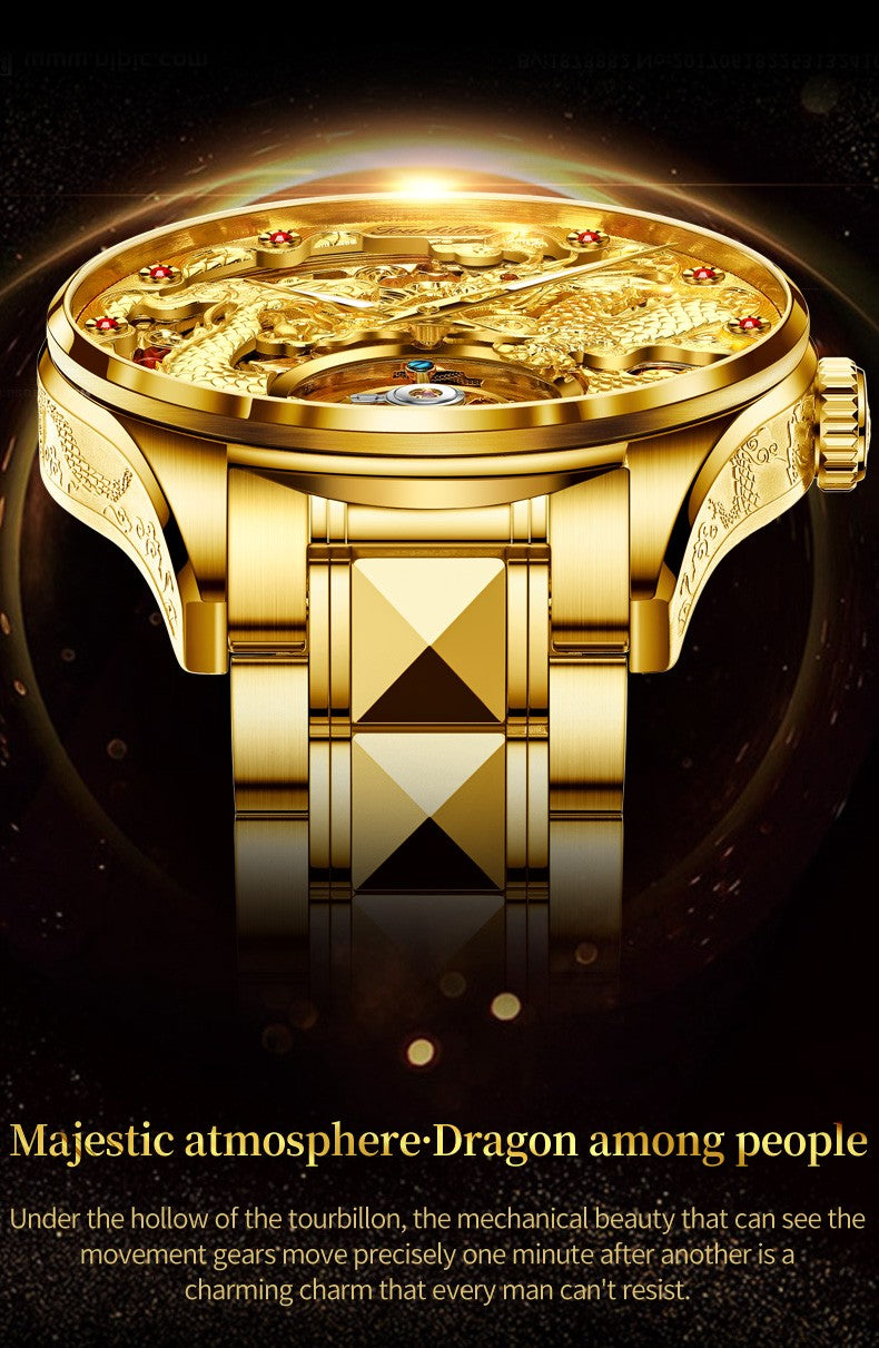 OUPINKE 3176 Tourbillon Watch Men 3D Carved Dragon Tungsten Steel Waterproof Wristwatches Top Layer Swiss Certification Watches OUPINKE 3176 Tourbillon Watch Men 3D Carved Dragon Tungsten Steel Waterproof Wristwatches Top Layer Swiss Certification Watches