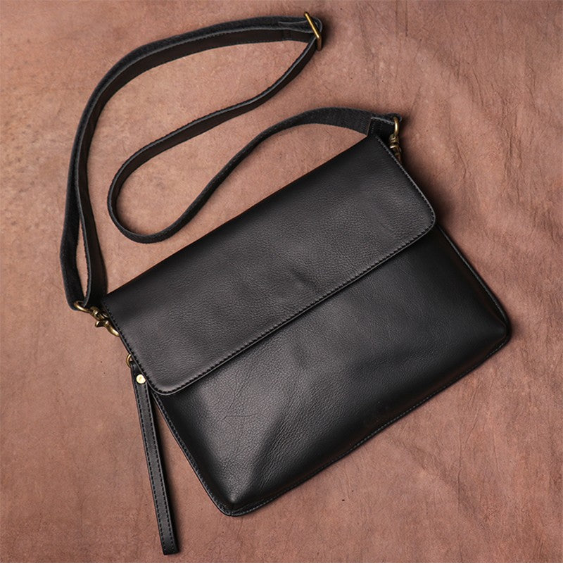 Luokir vintage genuíno couro crossbody saco de moda masculina simples ombro men
