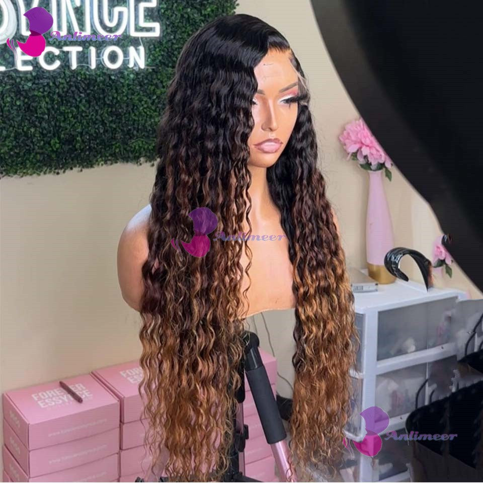 Anlimeer Long Water Wave Brazilian Human Hair Wig