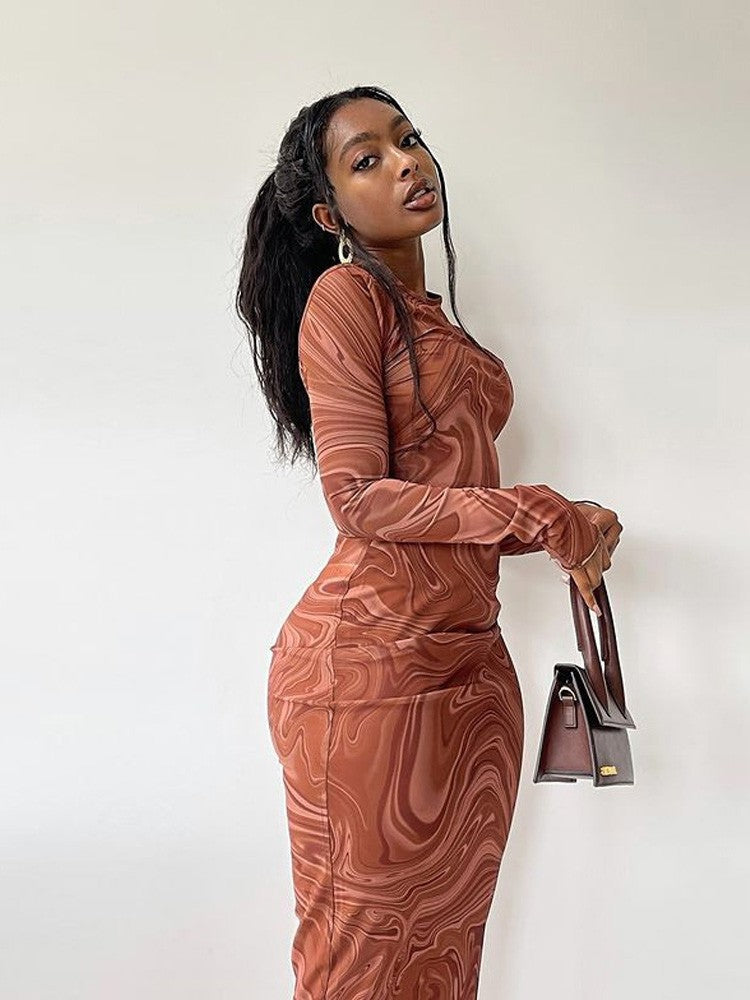 Long Sleeve Bodycon Dresses for Women Evening Party Outfits O Neck Mid Calf Sexy Vestidos De Mujer One Piece Outfits StreetwearLong Sleeve Bodycon Dresses for Women Evening Party Outfits O Neck Mid Calf Sexy Vestidos De Mujer One Piece Outfits Streetwear
