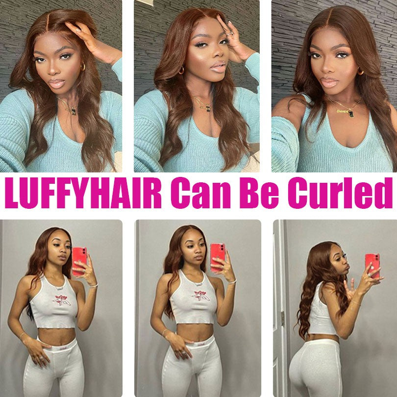 LUFFYHAIR Long Wavy Brazilian Remy Human Hair Wig