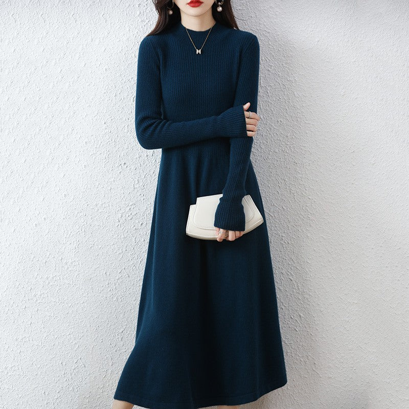 Sweater skirt women's long high-end 100% pure cashmere autumn and winter waist bottom shirt knitted dress Sweater skirt women's long high-end 100% pure cashmere autumn and winter waist bottom shirt knitted dress