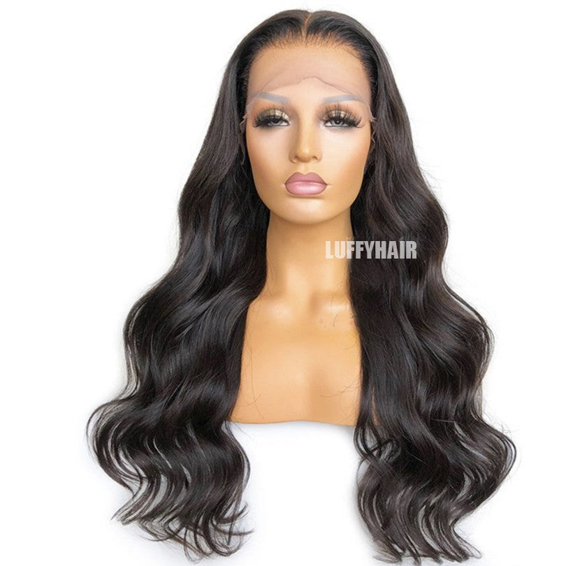 LUFFYHAIR Long Wavy Brazilian Remy Human Hair Wig