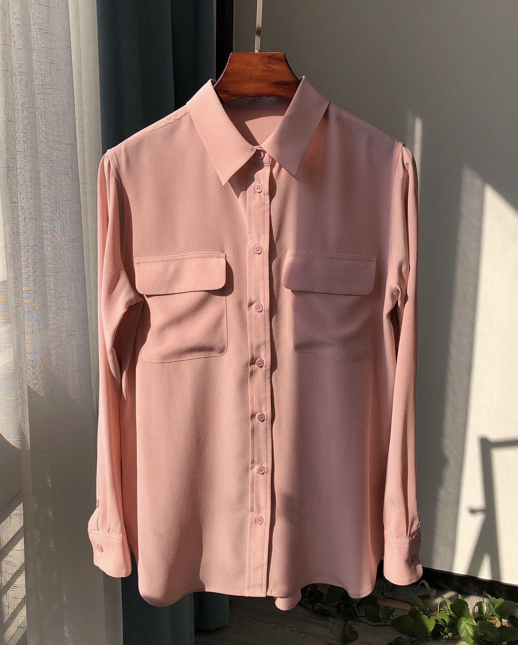 39 colors option draped sand-washed mulberry silk shirt blouse women classic