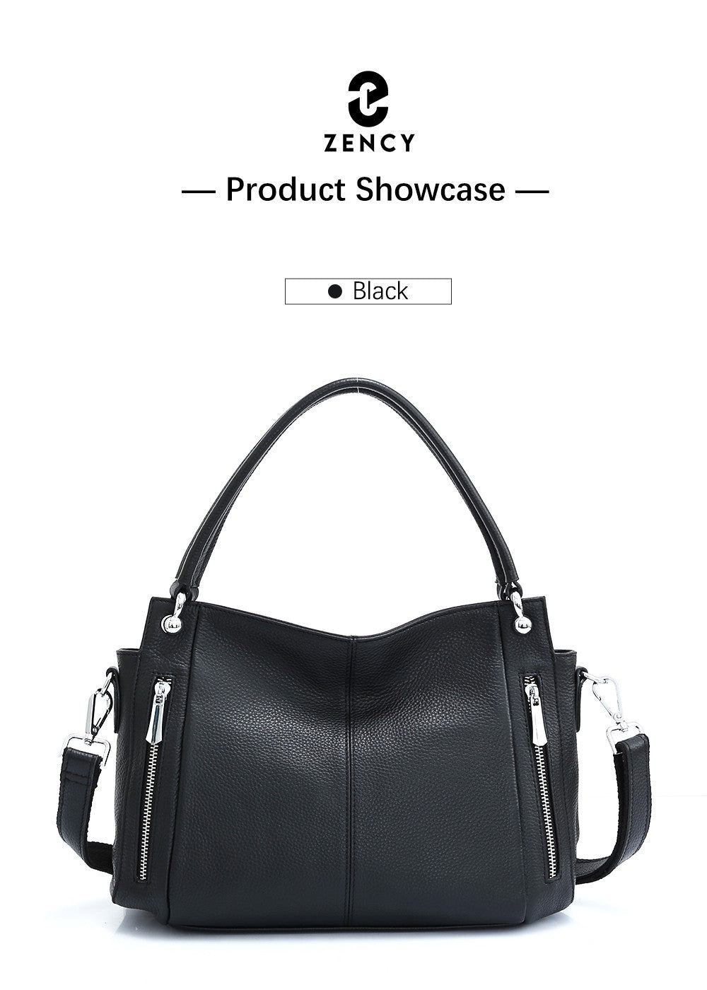 Zency 100% bolsa de couro genuíno feminino clássico simples vintage shopper to