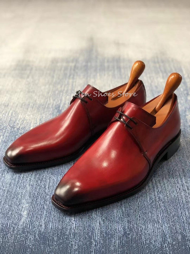 Borgonha juventude negócios formal derby sapatos rendas até quintal sapatos ma
