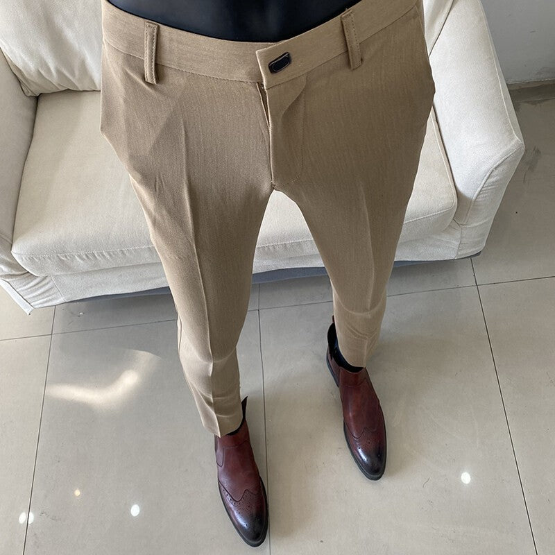 QUHNBGY Men's Slim-Fit Suit Pants