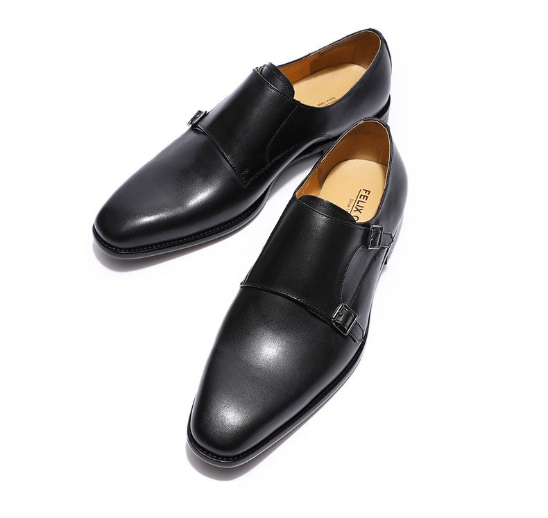 Handmade genuine leather men's oxfords, flat toe, double buckle, monk strap, classic formal shoes, size 6-13 Handmade genuine leather men's oxfords, flat toe, double buckle, monk strap, classic formal shoes, size 6-13