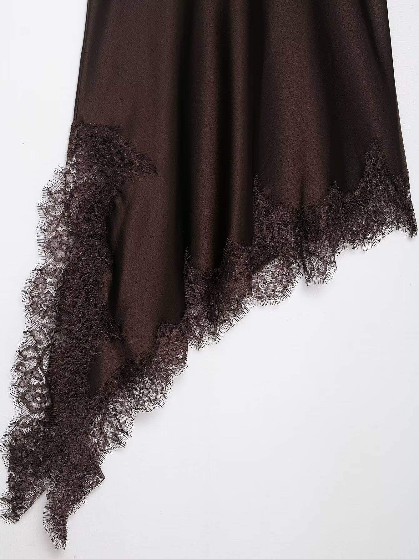 UNIZERA Women's Sexy Suspender Lace Asymmetrical Dress Summer 2025 New Elegant Temperament UNIZERA Women's Sexy Suspender Lace Asymmetrical Dress Summer 2025 New Elegant Temperament
