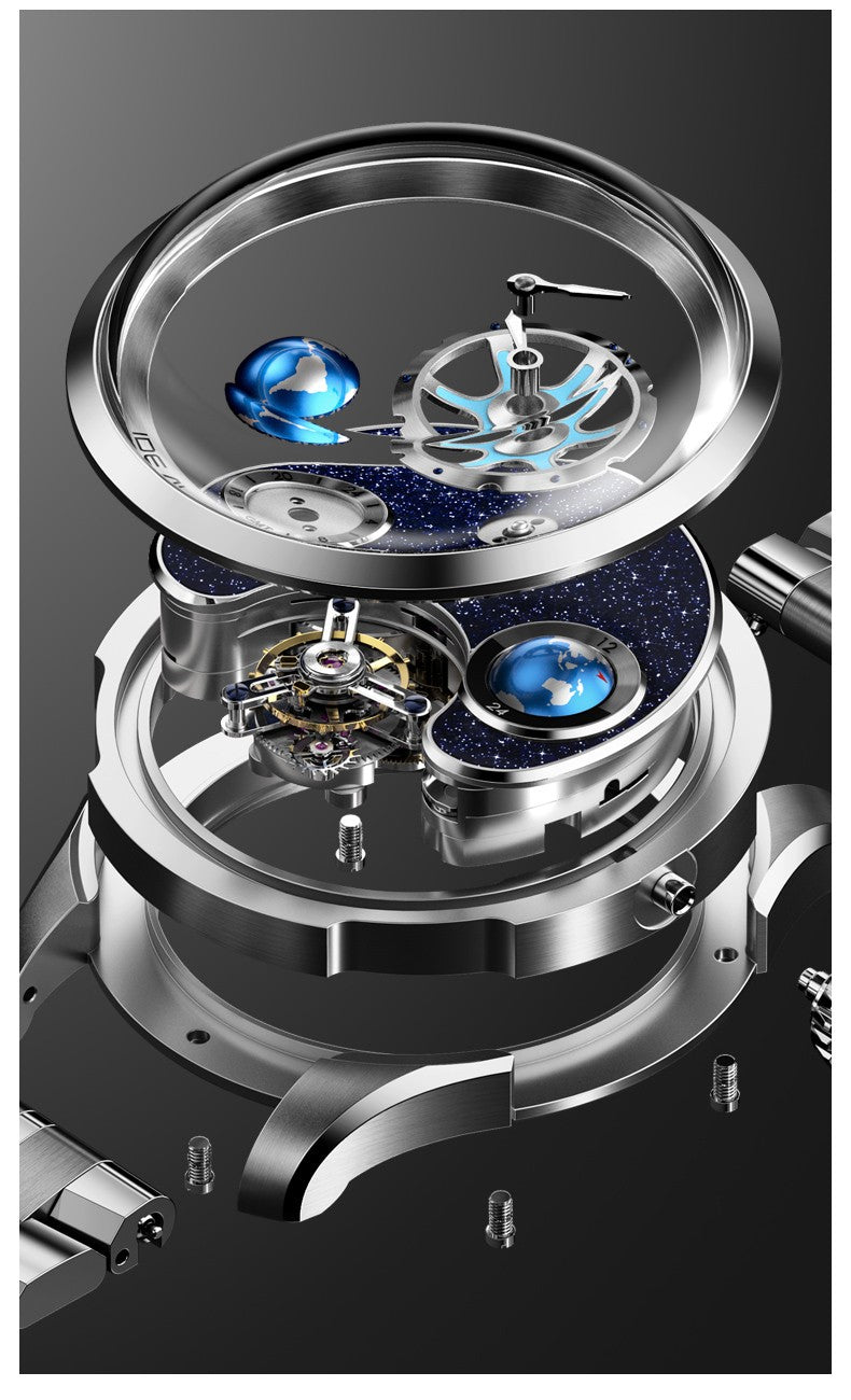 Ideal Knight Top Brand Luxruy Men's Watch Advanced Tourbillon Automatic Mechanical Watch Waterproof Luminous Dual Region Time