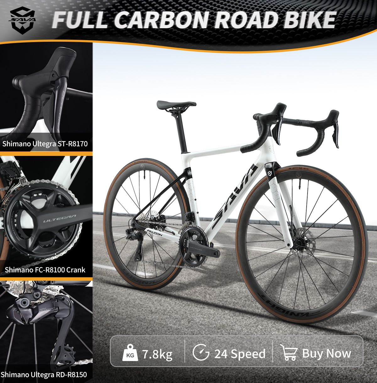 SAVA Carbon Fiber Road Bike with Shimano Ultegra Di2