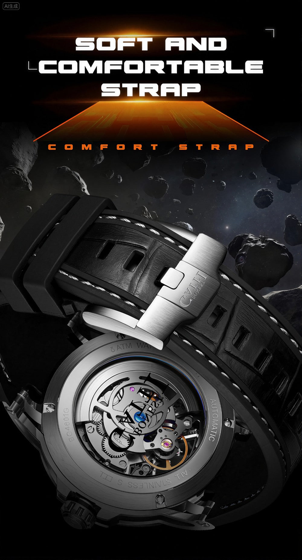 Bonest Gatti Men's Automatic Watch Luxury Vintage Mechanical 5ATM Skeleton Sapphire Luminous Leather Strap German Design Bonest Gatti Men's Automatic Watch Luxury Vintage Mechanical 5ATM Skeleton Sapphire Luminous Leather Strap German Design