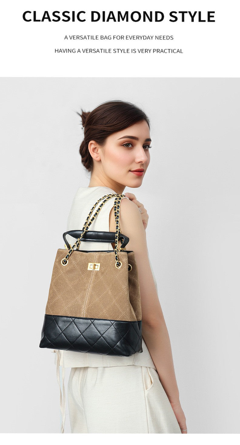 LZJV Women's Genuine Leather Bucket Bag