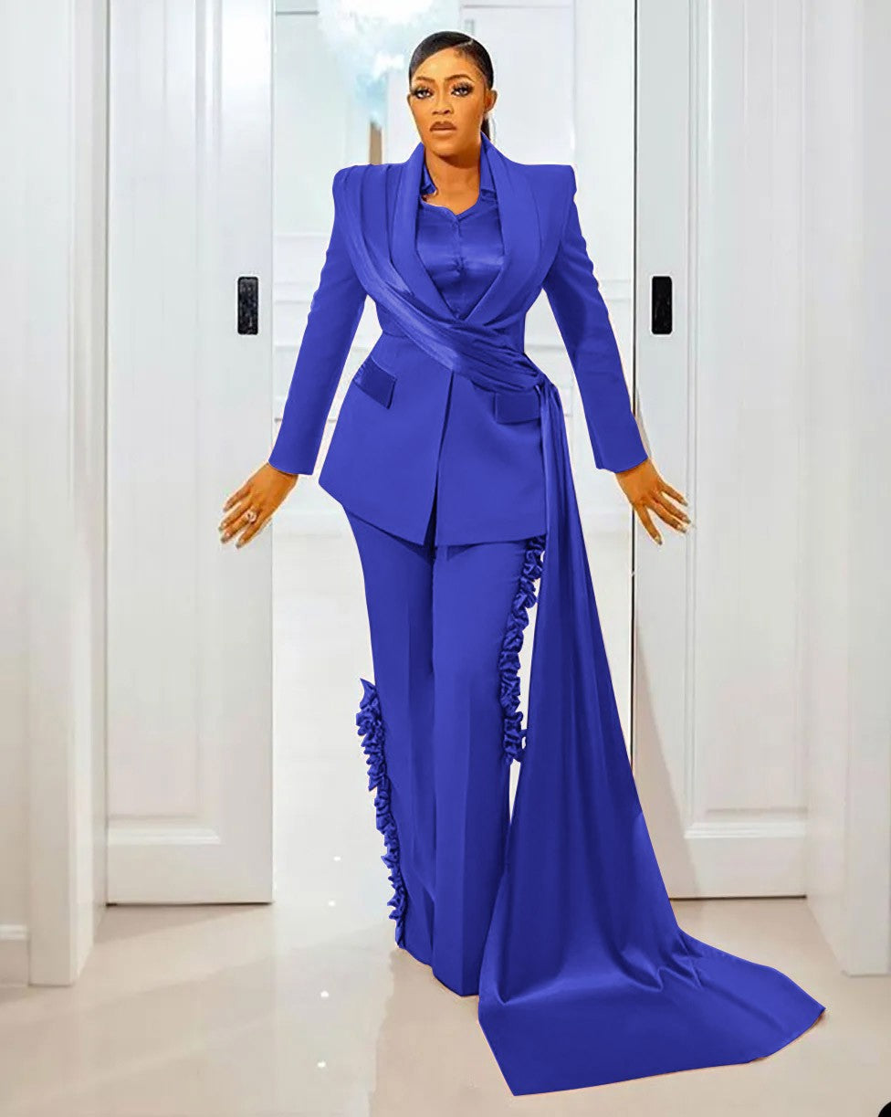 Special Design Women's Pants Suits Plus Size Wedding Blazer Jacket with Wraps Custom Wedding Guest Wear Slim Fit 2 Pieces Special Design Women's Pants Suits Plus Size Wedding Blazer Jacket with Wraps Custom Wedding Guest Wear Slim Fit 2 Pieces