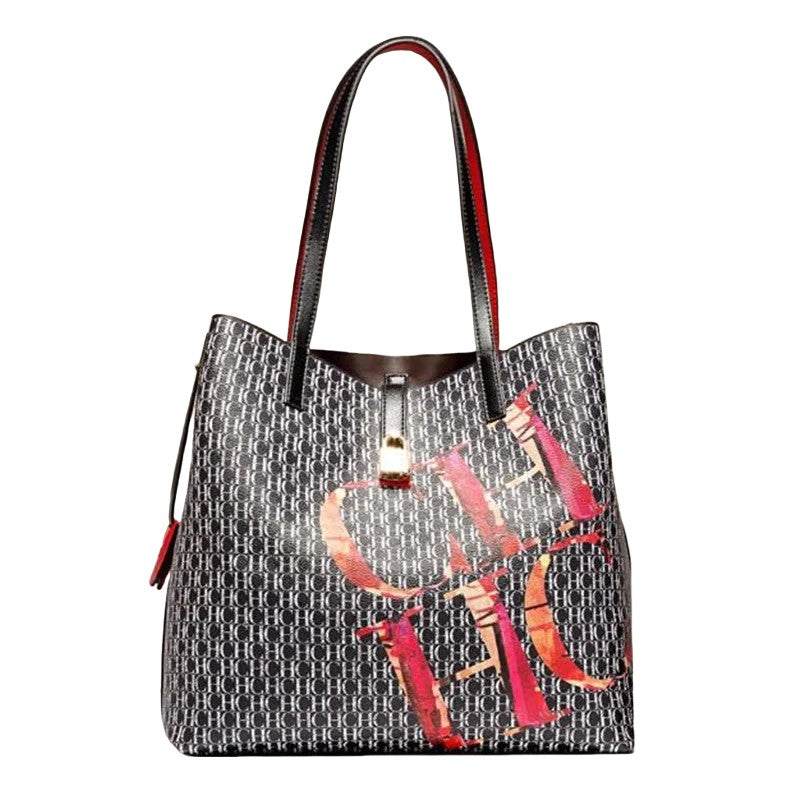 CHCH Women's Classic Letter Print Bucket Bag