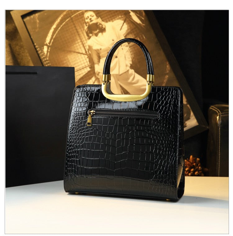 Women's Solid PU Leather Casual Tote Bag