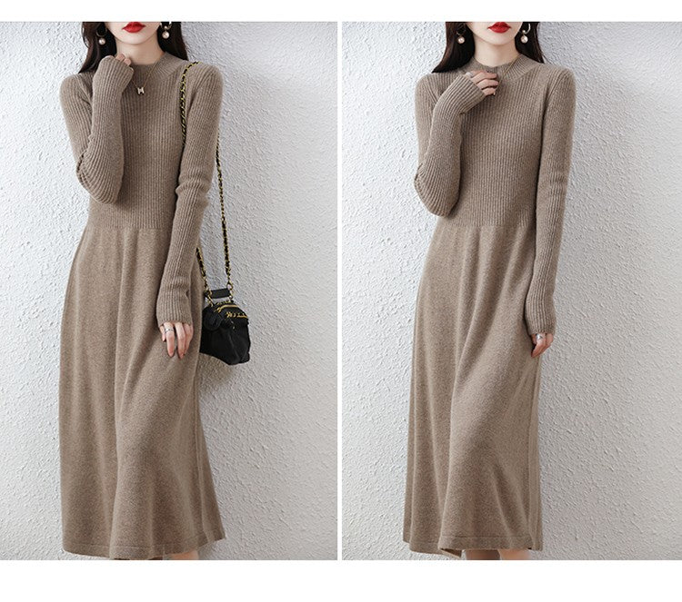 Sweater skirt women's long high-end 100% pure cashmere autumn and winter waist bottom shirt knitted dress Sweater skirt women's long high-end 100% pure cashmere autumn and winter waist bottom shirt knitted dress