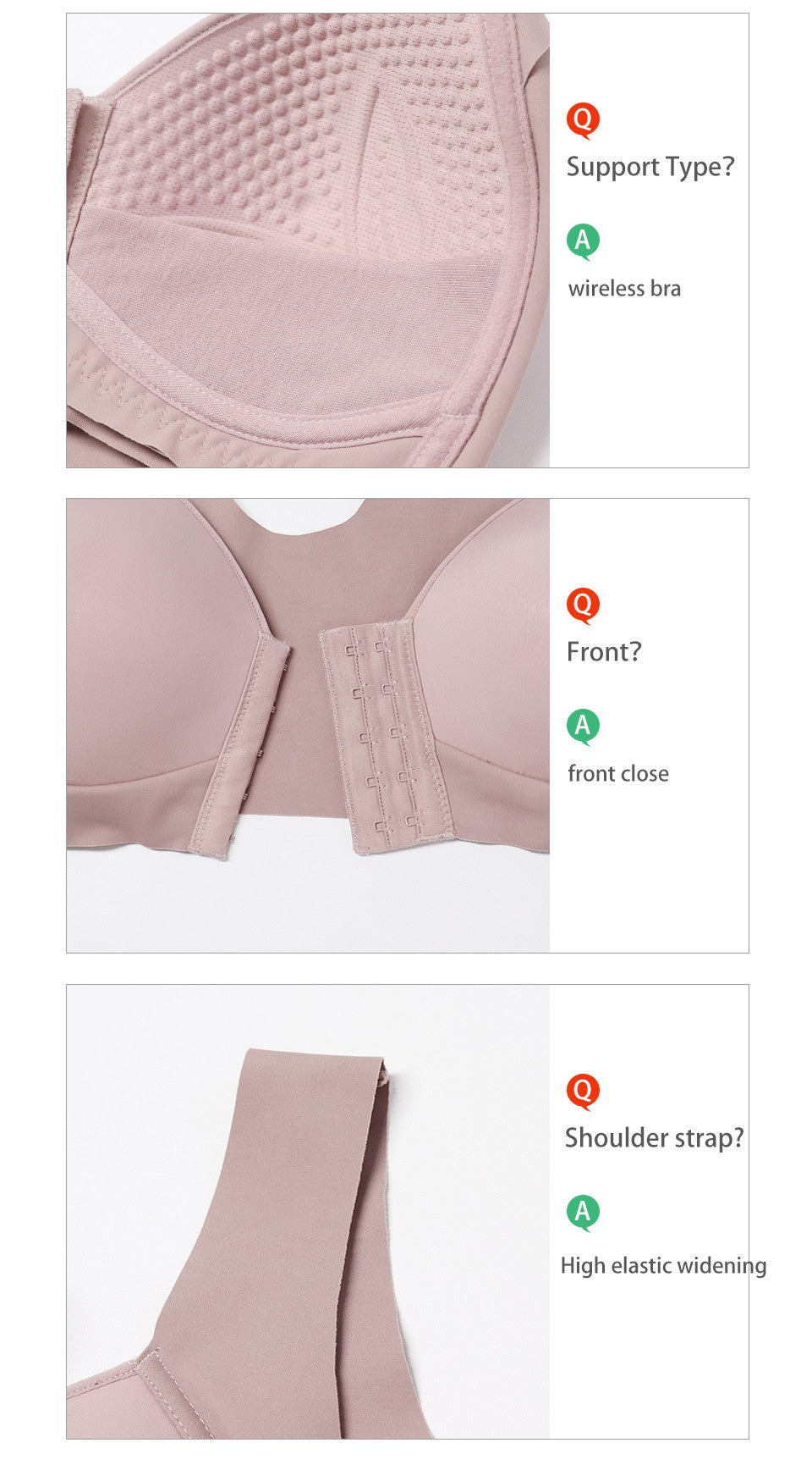 Fallsweet Front Closure Wireless Push-Up Bra