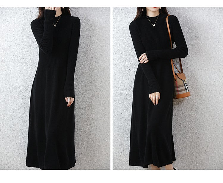 Sweater skirt women's long high-end 100% pure cashmere autumn and winter waist bottom shirt knitted dress Sweater skirt women's long high-end 100% pure cashmere autumn and winter waist bottom shirt knitted dress