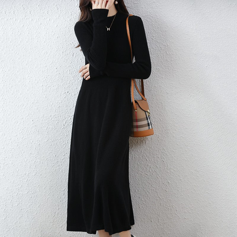 Sweater skirt women's long high-end 100% pure cashmere autumn and winter waist bottom shirt knitted dress Sweater skirt women's long high-end 100% pure cashmere autumn and winter waist bottom shirt knitted dress