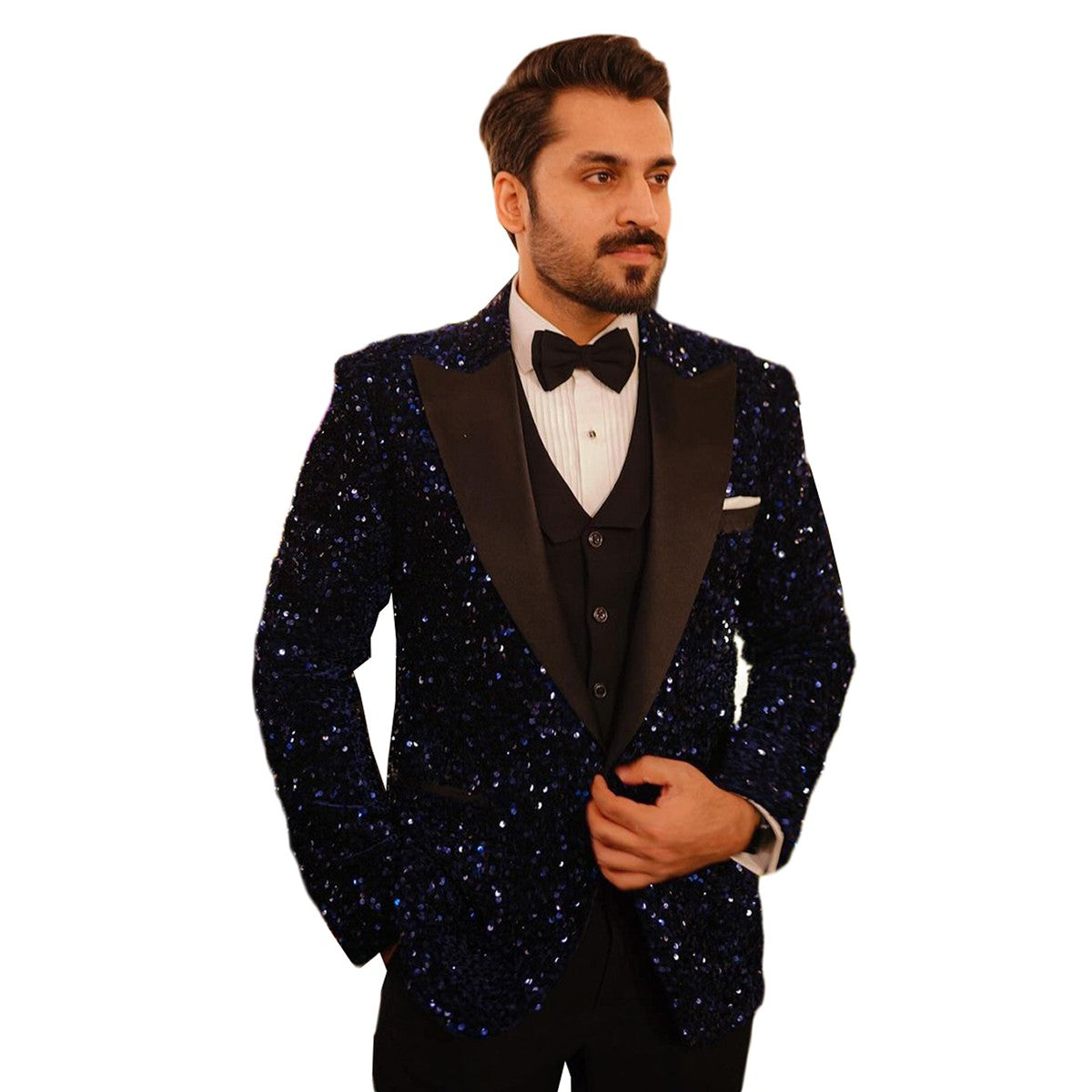 Men's 3 Piece Shiny Sequin Tuxedo Suits Custom Made Special Occasion Groom Formal Wear Prom Evening Party Men's 3 Piece Shiny Sequin Tuxedo Suits Custom Made Special Occasion Groom Formal Wear Prom Evening Party