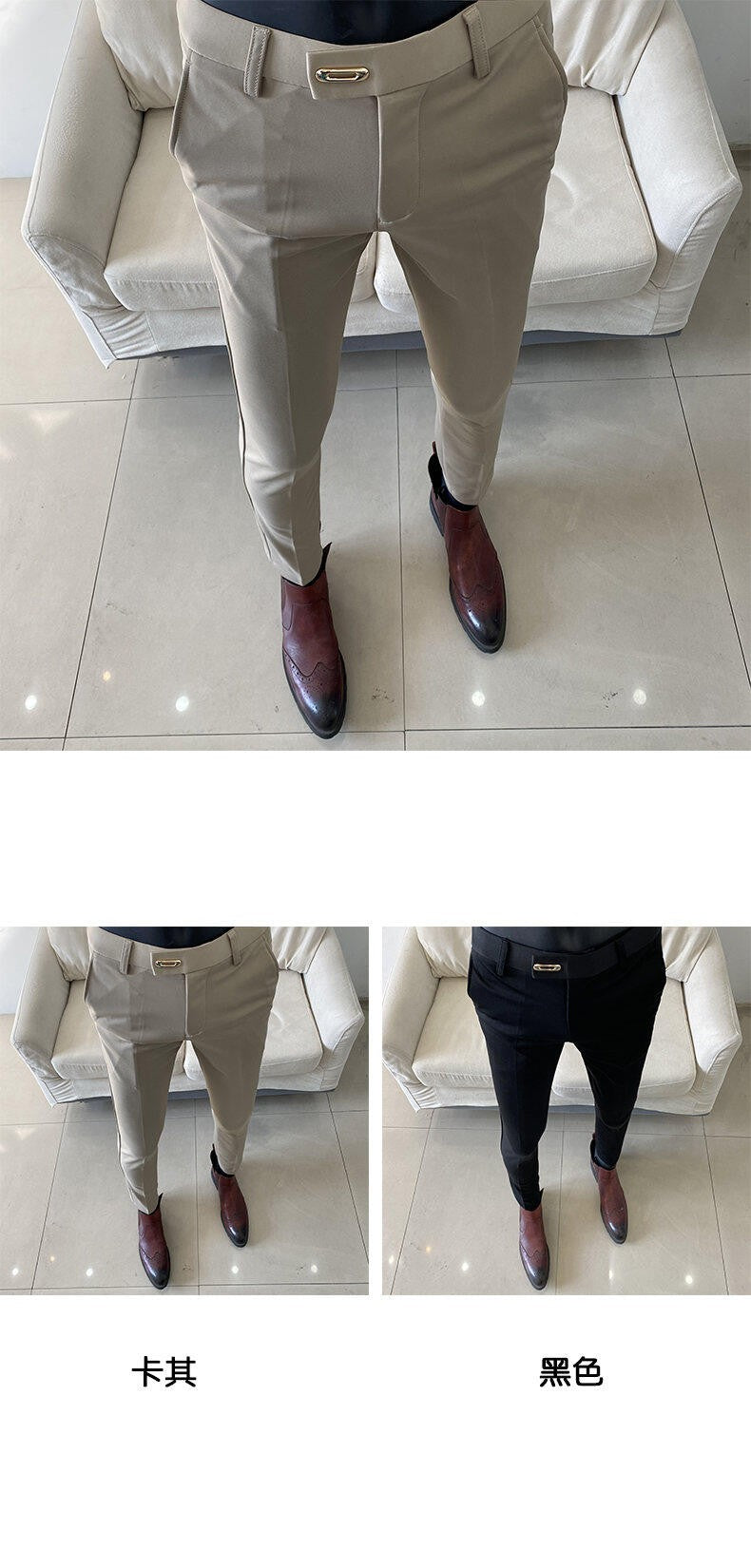 QUHNBGY Men's Slim-Fit Suit Pants