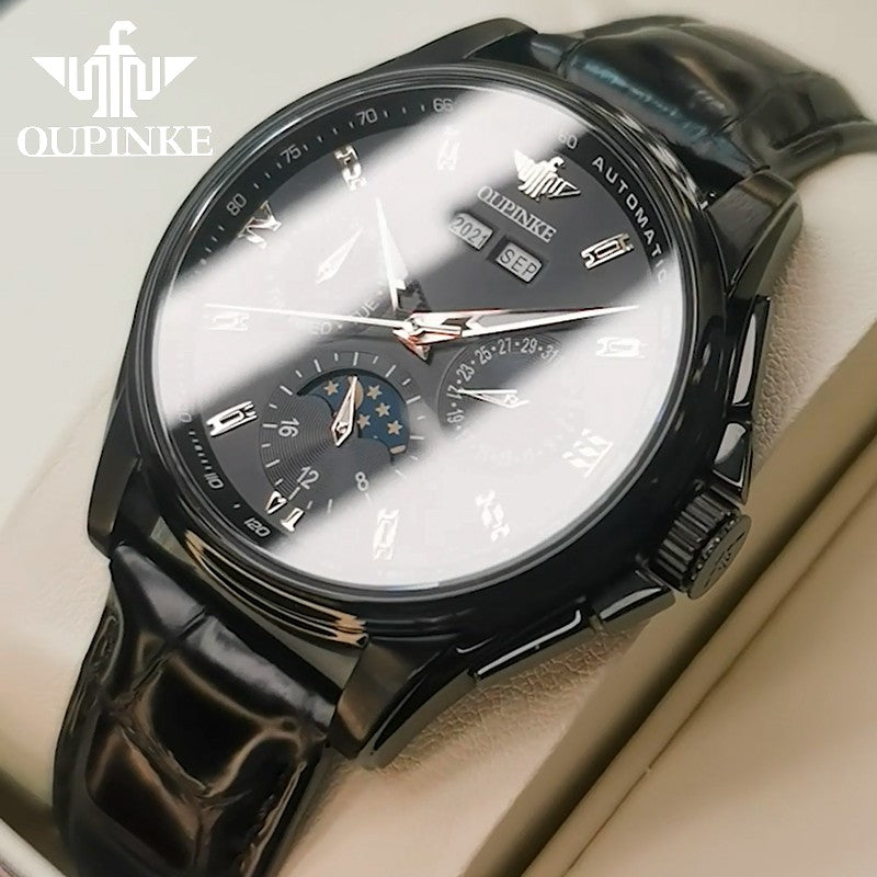 OUPINKE-Relógio Mecânico Impermeável Sapphire Espelho Masculino, Automático,