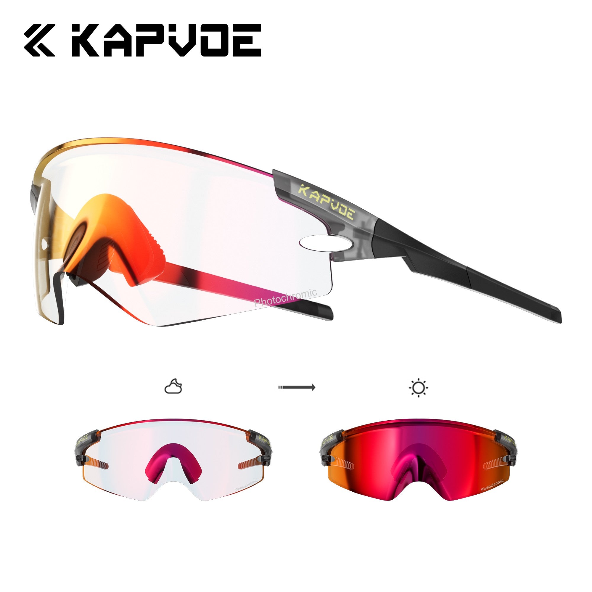 Kapvoe Photochromic Sports Sunglasses Road Bike Glasses Mountain Bike Goggles Men Women Cycling Eyewear 2025 Kapvoe Photochromic Sports Sunglasses Road Bike Glasses Mountain Bike Goggles Men Women Cycling Eyewear 2025