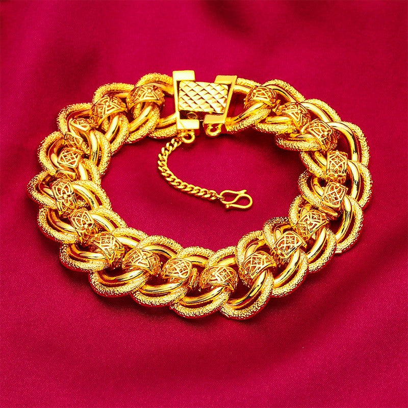 24K Real Gold 9999 Yellow Gold 20mm Men's Bracelet Watch Chain Wide Side Bangle 24K Real Gold 9999 Yellow Gold 20mm Men's Bracelet Watch Chain Wide Side Bangle