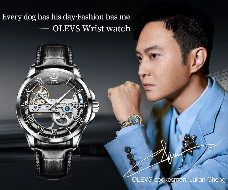 OLEVS Men's Skeleton Mechanical Watch