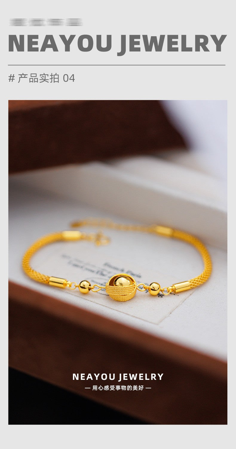 Palace Style 9999 24K Real Gold Braided Bird's Nest Carriage Bead Bracelet for Women 18K Gold Fashion High-End Palace Style 9999 24K Real Gold Braided Bird's Nest Carriage Bead Bracelet for Women 18K Gold Fashion High-End