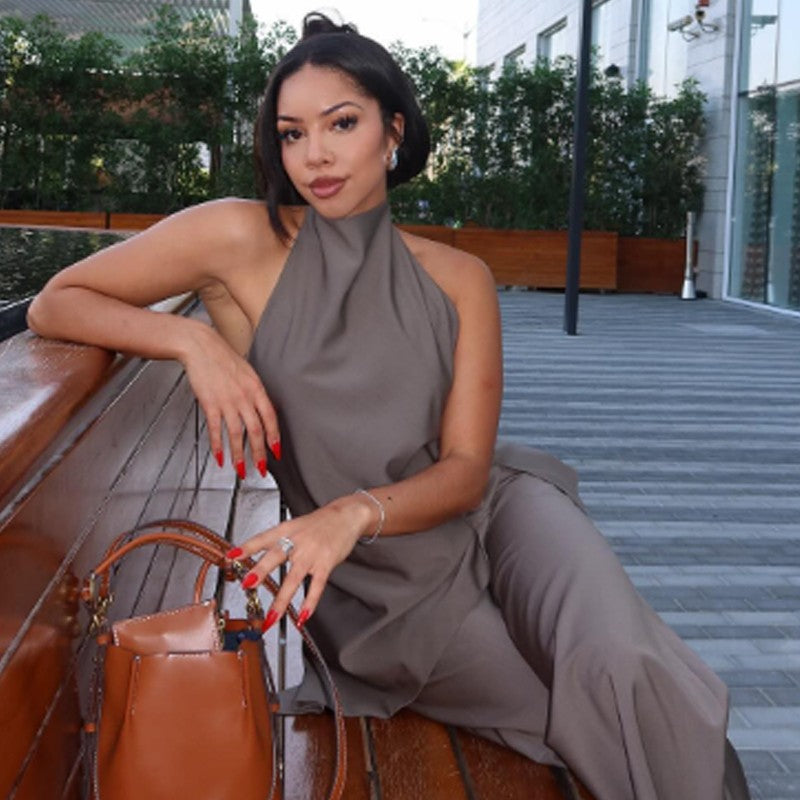 HXAO Minimalist Satin Two-Piece Set