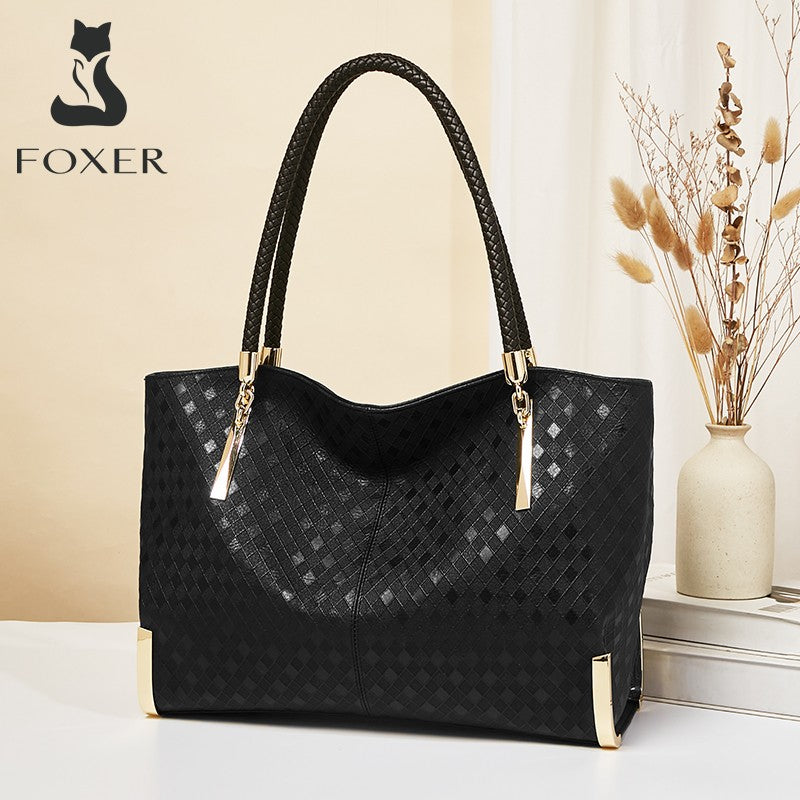 FOXER Women's Genuine Cowhide Leather Tote