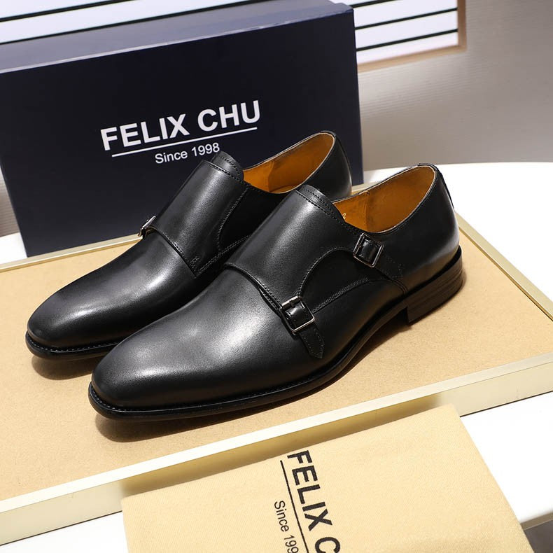 Handmade genuine leather men's oxfords, flat toe, double buckle, monk strap, classic formal shoes, size 6-13 Handmade genuine leather men's oxfords, flat toe, double buckle, monk strap, classic formal shoes, size 6-13