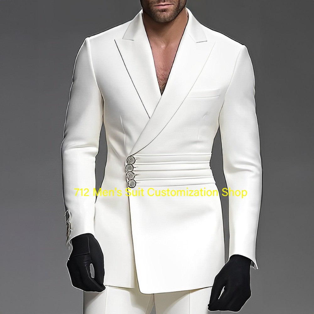 Handsome Men's 2 Piece Suit Wedding Groom Tuxedo Stylish Formal Wear XS-5XL Custom Blazer Pants Men Handsome Men's 2 Piece Suit Wedding Groom Tuxedo Stylish Formal Wear XS-5XL Custom Blazer Pants Men