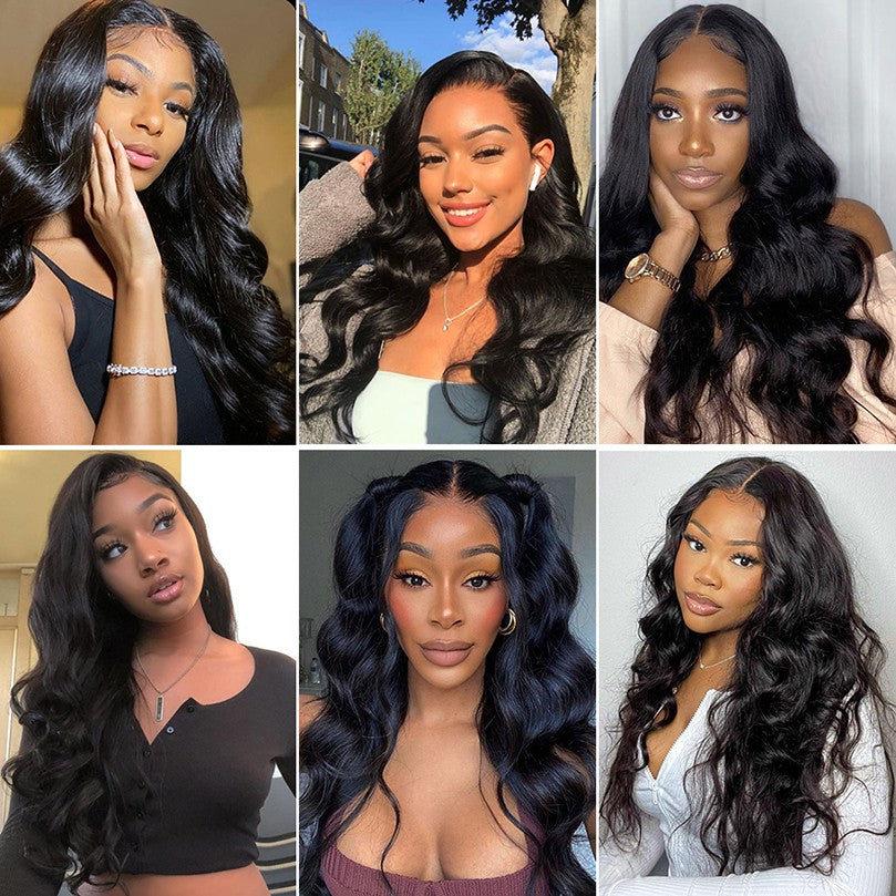 LUFFYHAIR Long Wavy Brazilian Remy Human Hair Wig