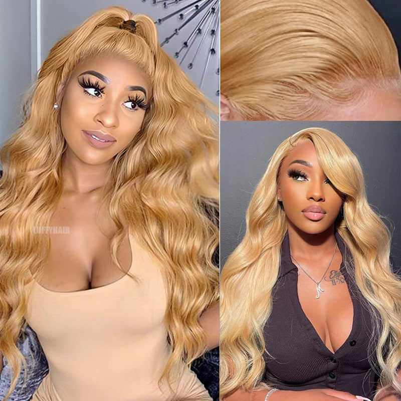 LUFFYHAIR Long Wavy Brazilian Remy Human Hair Wig