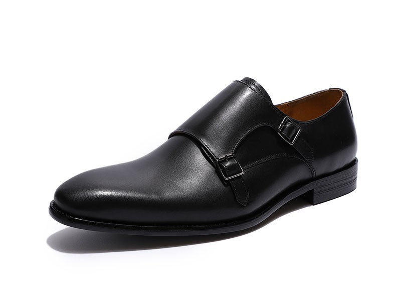 Handmade genuine leather men's oxfords, flat toe, double buckle, monk strap, classic formal shoes, size 6-13 Handmade genuine leather men's oxfords, flat toe, double buckle, monk strap, classic formal shoes, size 6-13