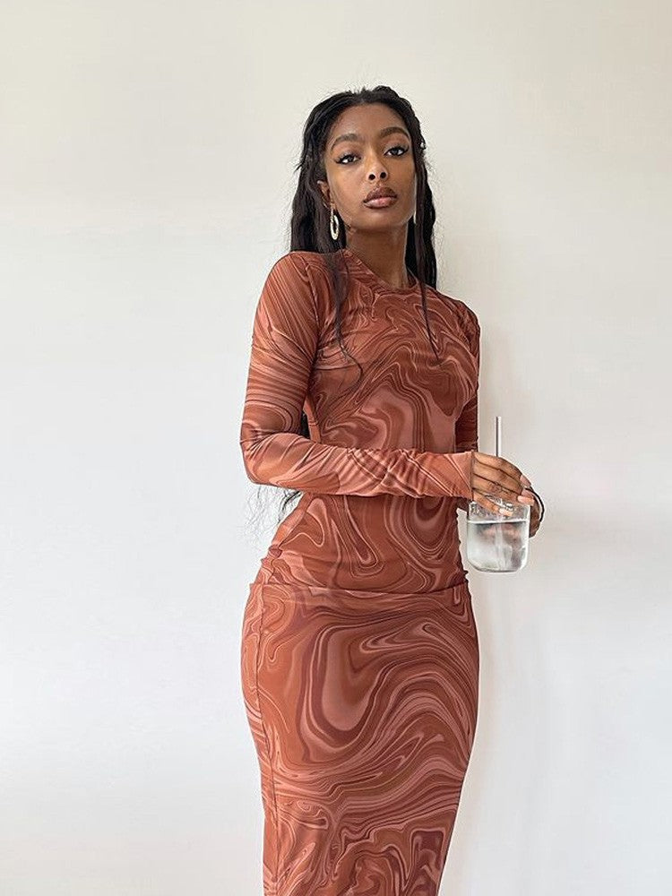 Long Sleeve Bodycon Dresses for Women Evening Party Outfits O Neck Mid Calf Sexy Vestidos De Mujer One Piece Outfits StreetwearLong Sleeve Bodycon Dresses for Women Evening Party Outfits O Neck Mid Calf Sexy Vestidos De Mujer One Piece Outfits Streetwear
