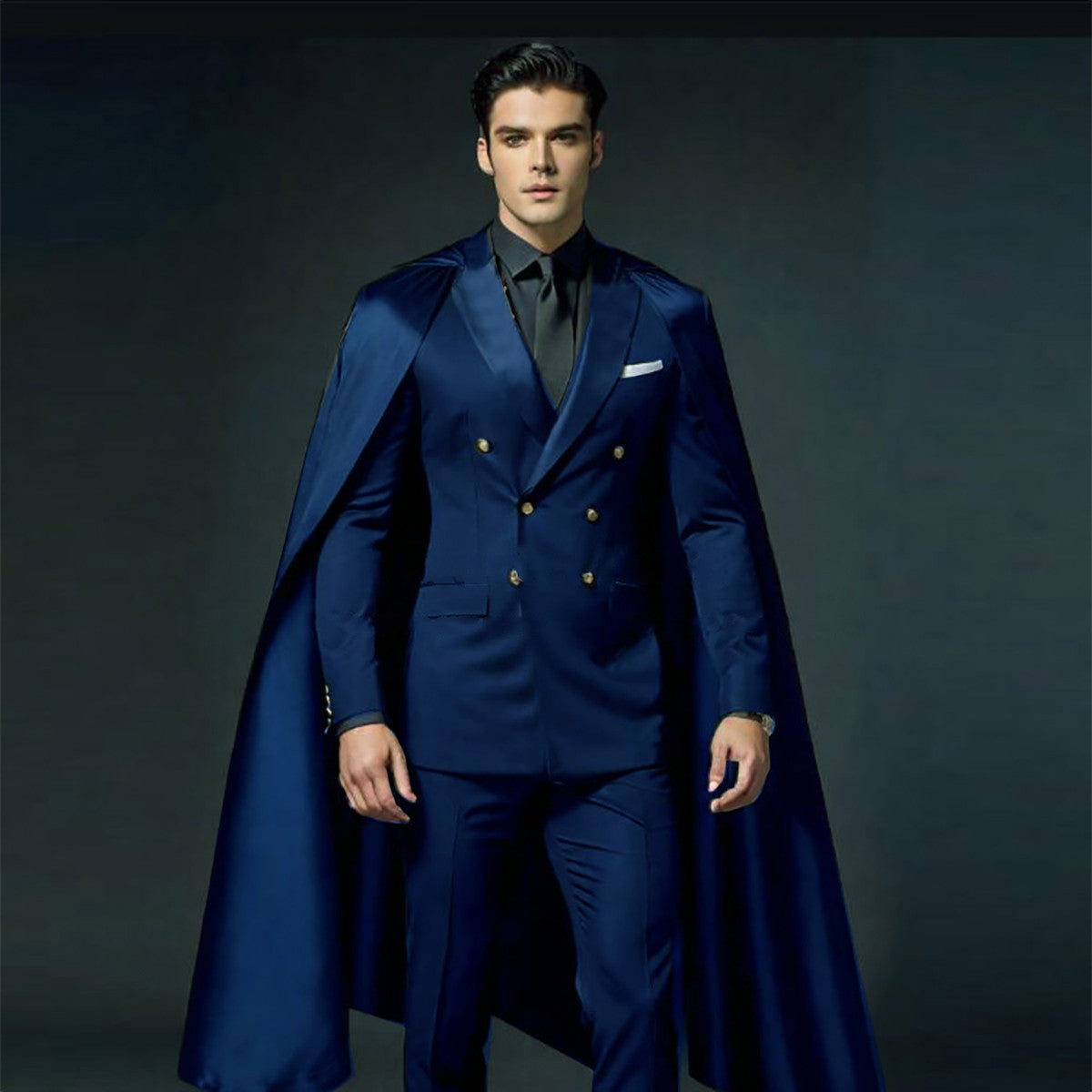 Modern Men's Wedding Suits 2 Pieces with Detachable Capes Plus Size Custom Groom Tuxedo Show Party Men's Attire Modern Men's Wedding Suits 2 Pieces with Detachable Capes Plus Size Custom Groom Tuxedo Show Party Men's Attire