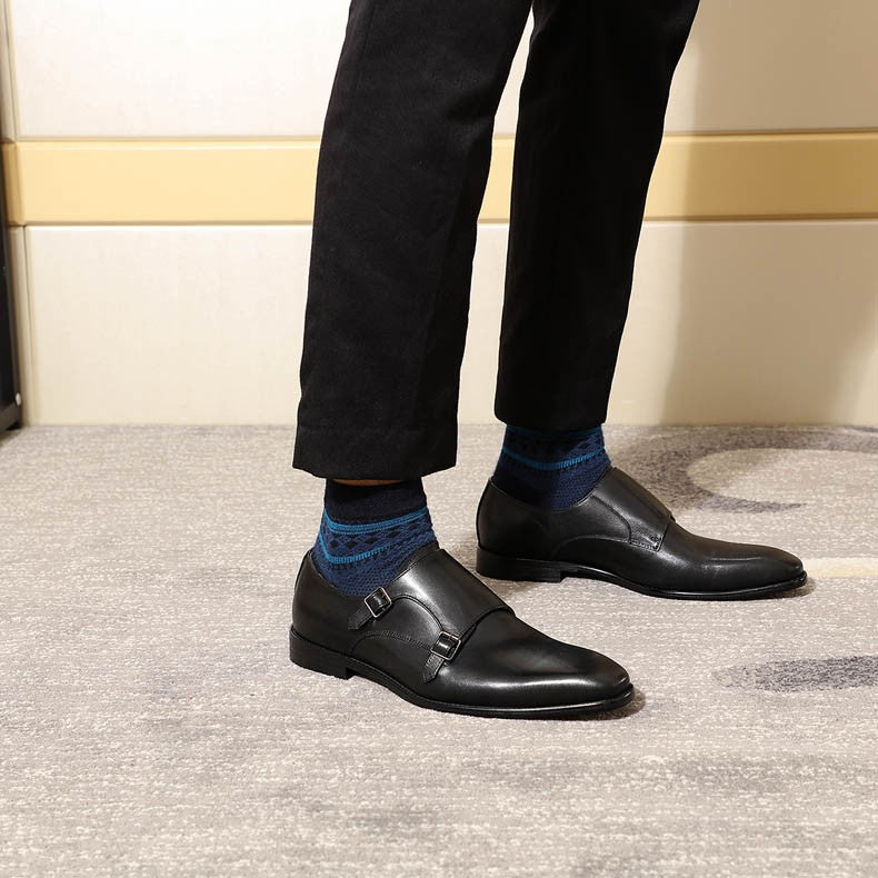 Handmade genuine leather men's oxfords, flat toe, double buckle, monk strap, classic formal shoes, size 6-13 Handmade genuine leather men's oxfords, flat toe, double buckle, monk strap, classic formal shoes, size 6-13