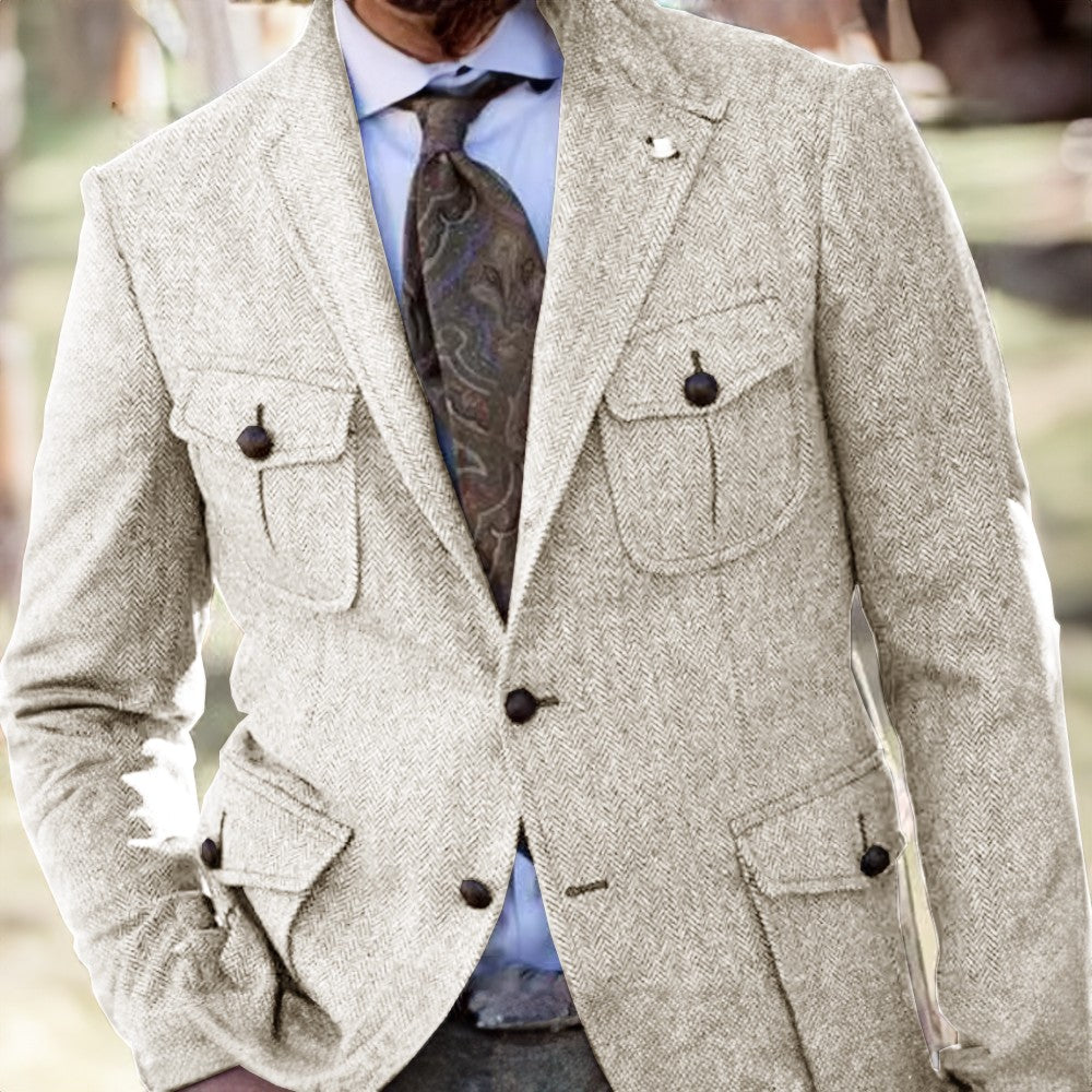 Men's Loose-Fit Wool Suit