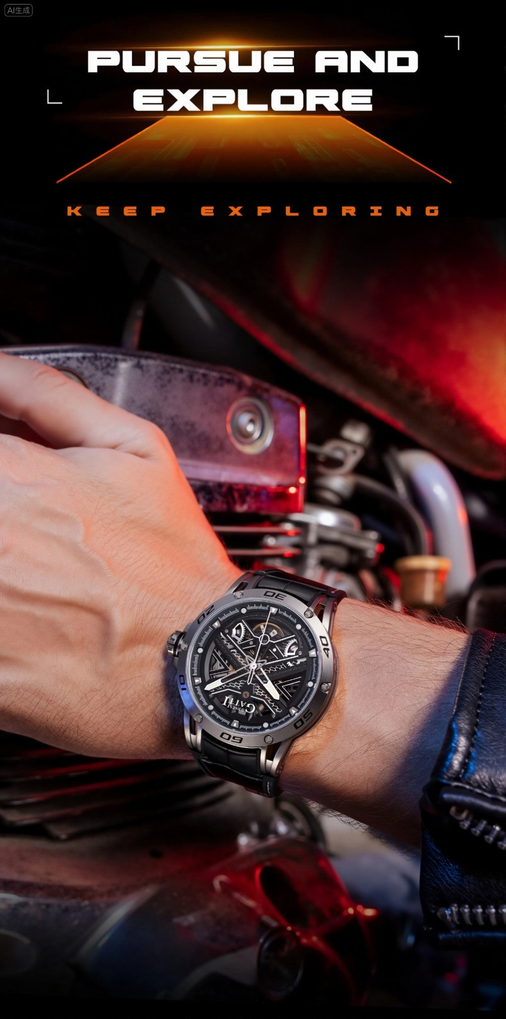 Bonest Gatti Men's Automatic Watch Luxury Vintage Mechanical 5ATM Skeleton Sapphire Luminous Leather Strap German Design Bonest Gatti Men's Automatic Watch Luxury Vintage Mechanical 5ATM Skeleton Sapphire Luminous Leather Strap German Design