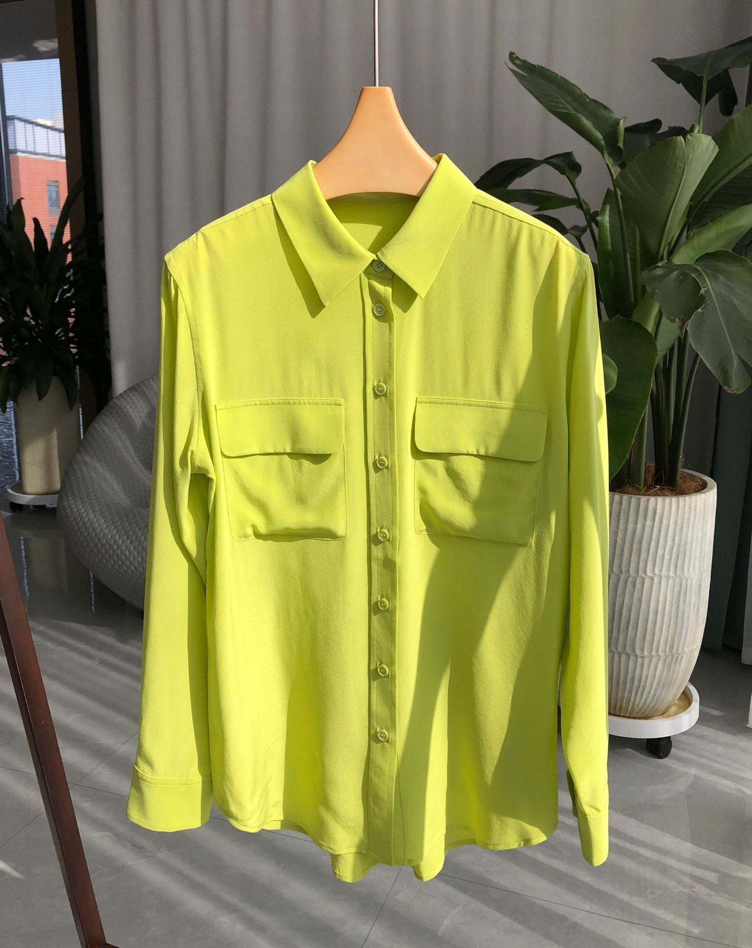 39 colors option draped sand-washed mulberry silk shirt blouse women classic