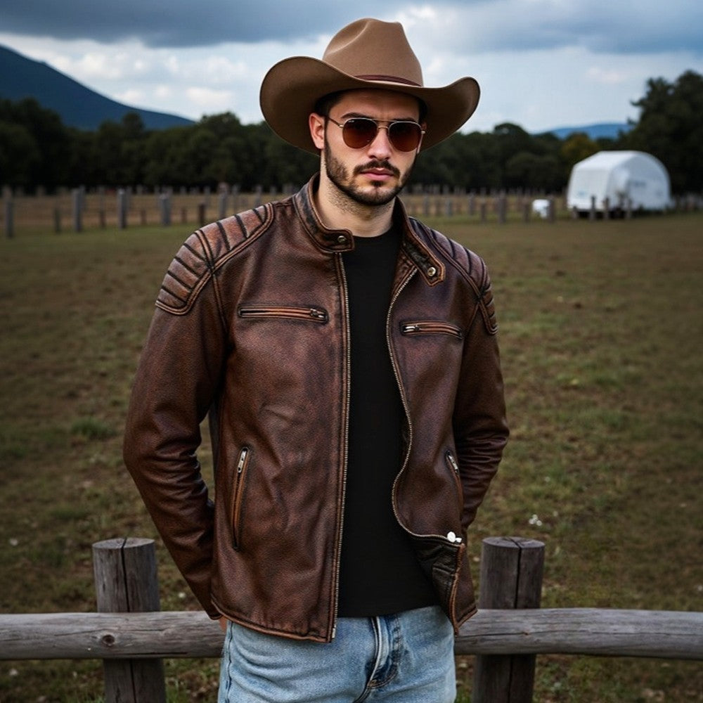 Men's Casual Cowhide Leather Jacket
