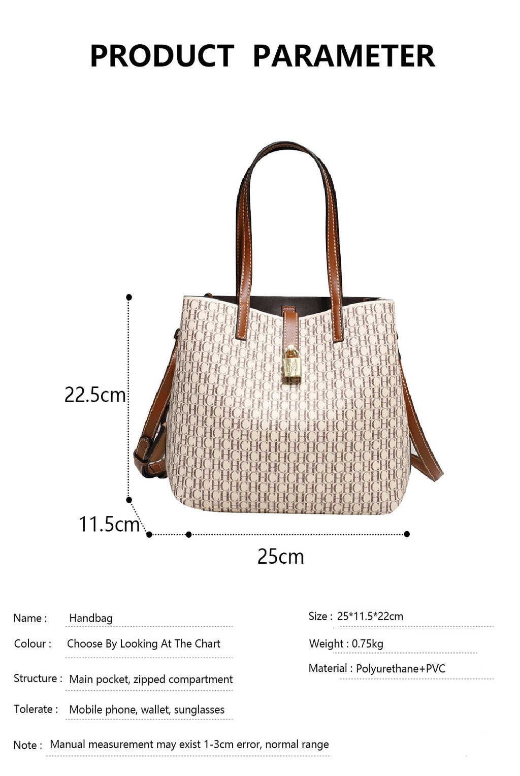 CHCH Women's Letter Print Messenger Bag