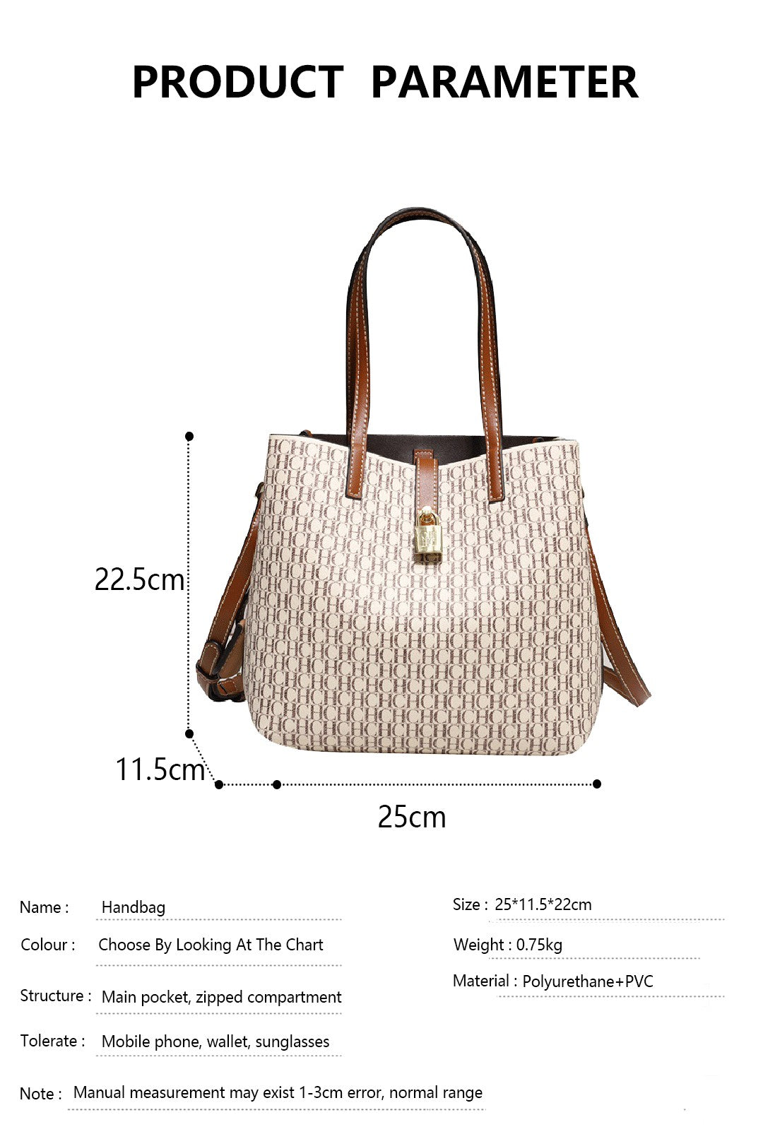 CHCH Women's Letter Print Messenger Bag