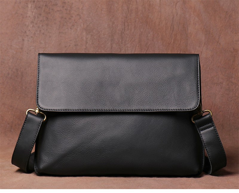 Luokir vintage genuíno couro crossbody saco de moda masculina simples ombro men
